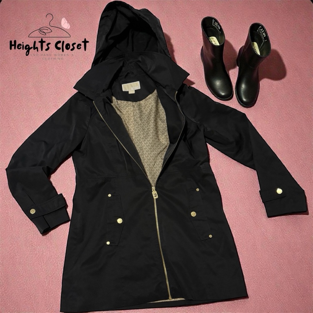MICHAEL Michael Kors Black Hooded Trench Coat